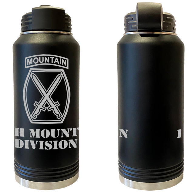 10th Mountain Division Laser Engraved Vacuum Sealed Water Bottles 32oz Water Bottles LEWB.0083.B