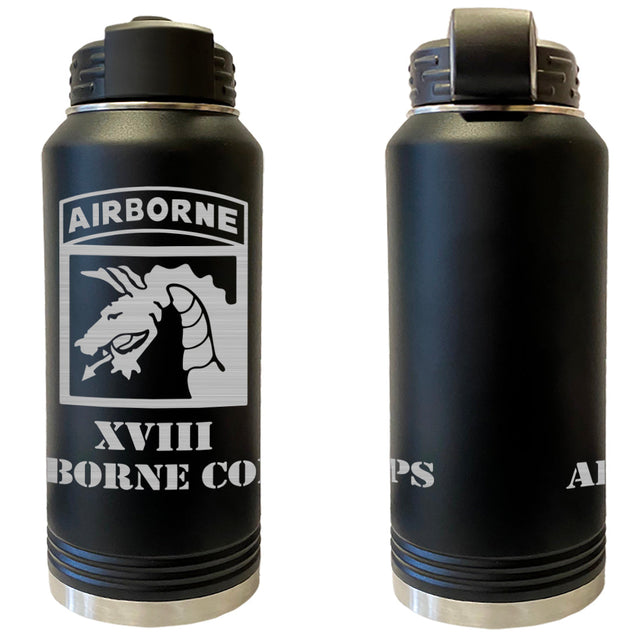 XVIII Airborne Division Laser Engraved Vacuum Sealed Water Bottles 32oz Water Bottles LEWB.0086.B