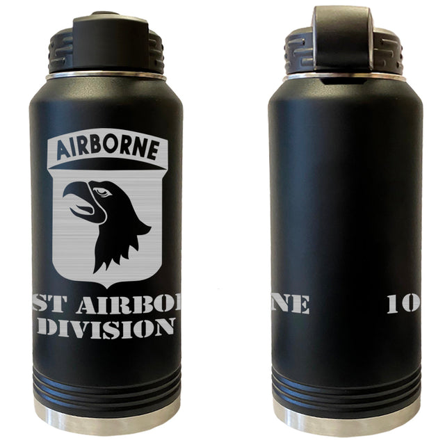 101st Airborne Division Laser Engraved Vacuum Sealed Water Bottles 32oz Water Bottles LEWB.0101.B