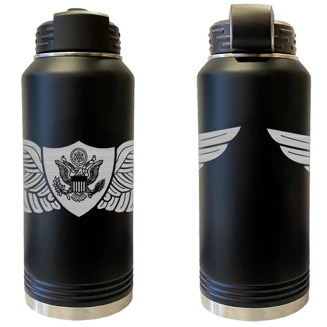 Laser Engraved Vacuum Sealed Water Bottles 32oz - Army Badges Water Bottles LEWB.0123.B