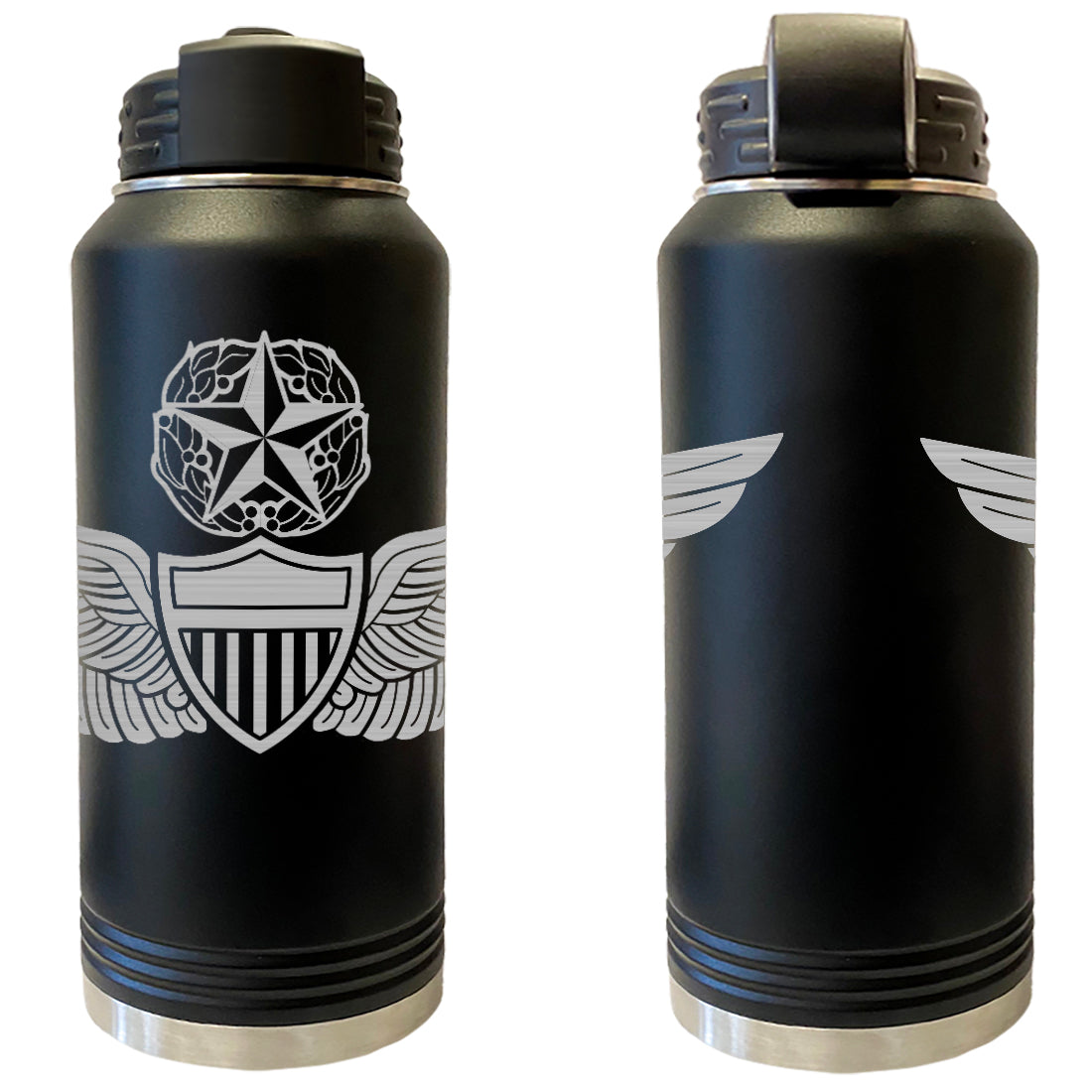 Laser Engraved Vacuum Sealed Water Bottles 32oz - Army Badges Water Bottles LEWB.0124.B