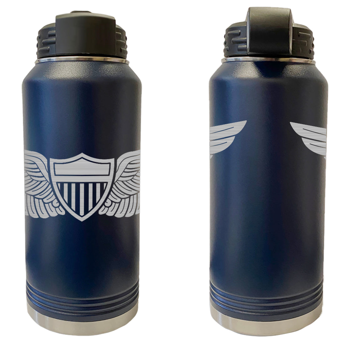 Laser Engraved Vacuum Sealed Water Bottles 32oz - Army Badges Water Bottles LEWB.0125.N