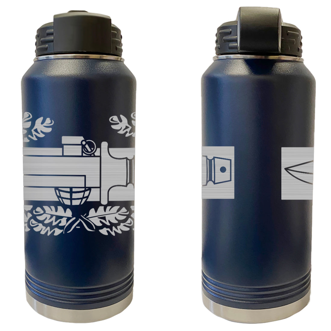 Laser Engraved Vacuum Sealed Water Bottles 32oz - Army Badges Water Bottles LEWB.0128.N