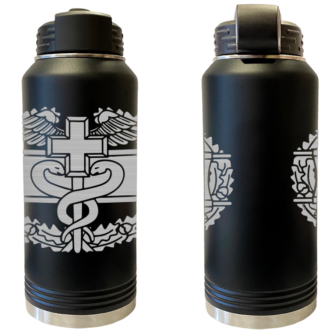 Laser Engraved Vacuum Sealed Water Bottles 32oz - Army Badges Water Bottles LEWB.0132.B