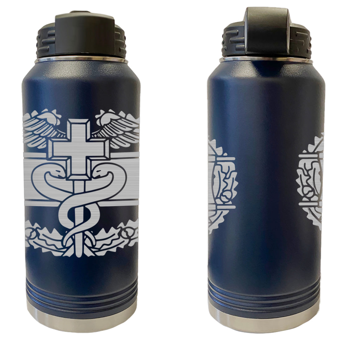 Laser Engraved Vacuum Sealed Water Bottles 32oz - Army Badges Water Bottles LEWB.0132.N