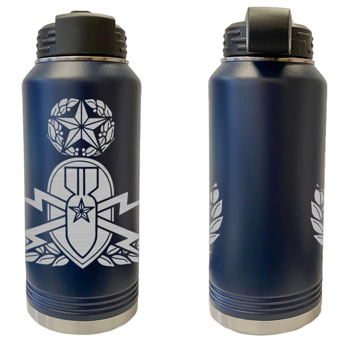 Laser Engraved Vacuum Sealed Water Bottles 32oz - Army Badges Water Bottles LEWB.0136.N