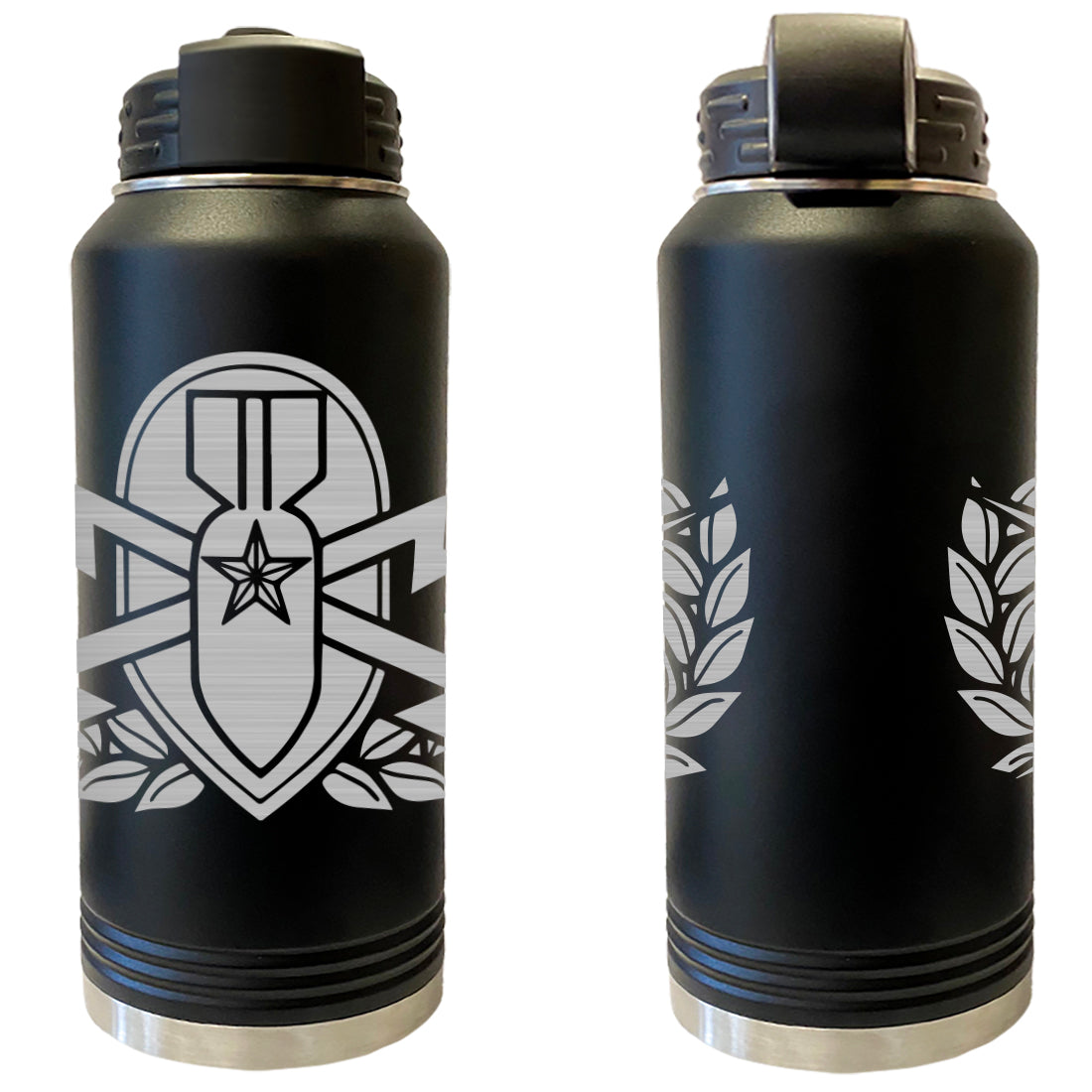 Laser Engraved Vacuum Sealed Water Bottles 32oz - Army Badges Water Bottles LEWB.0137.B