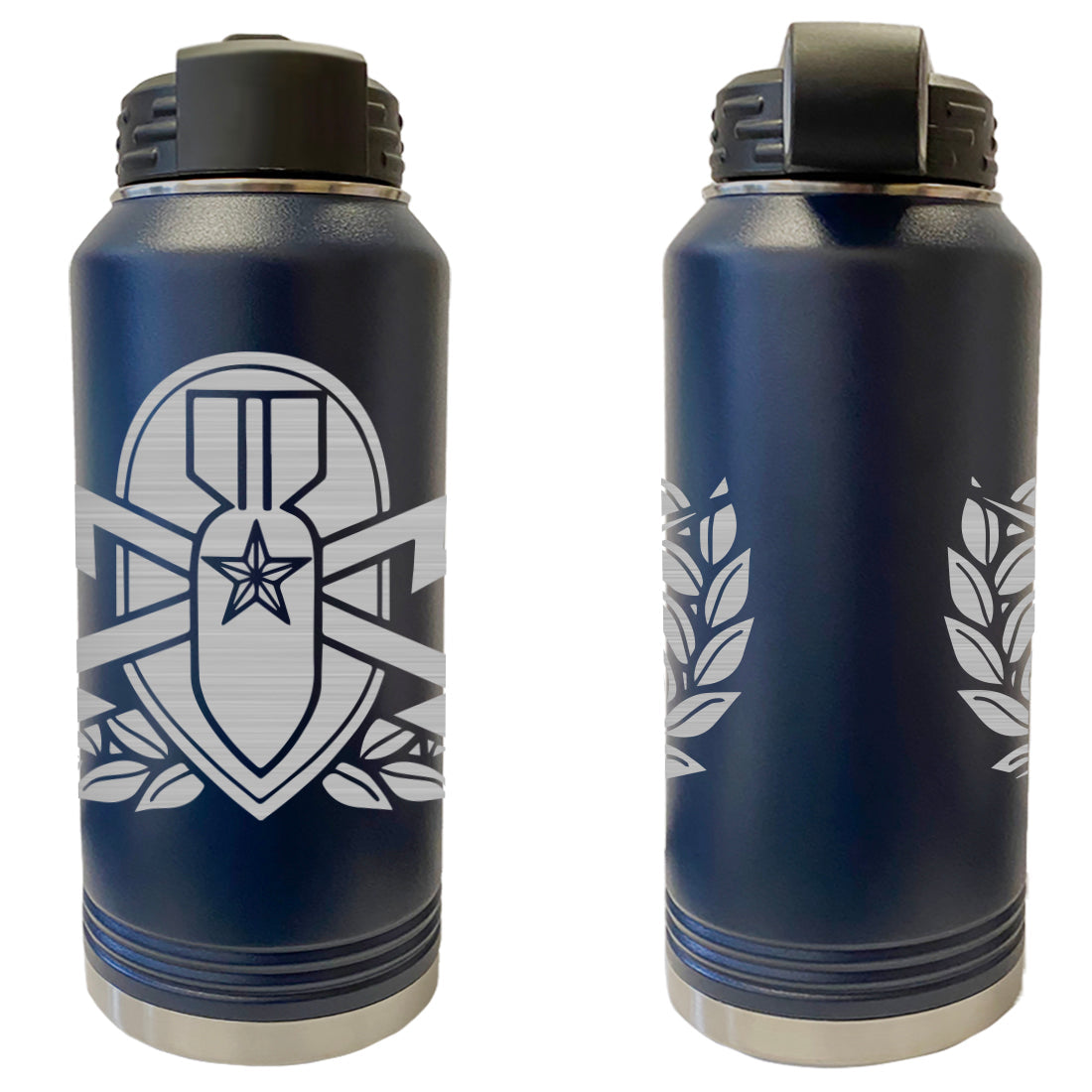 Laser Engraved Vacuum Sealed Water Bottles 32oz - Army Badges Water Bottles LEWB.0137.N