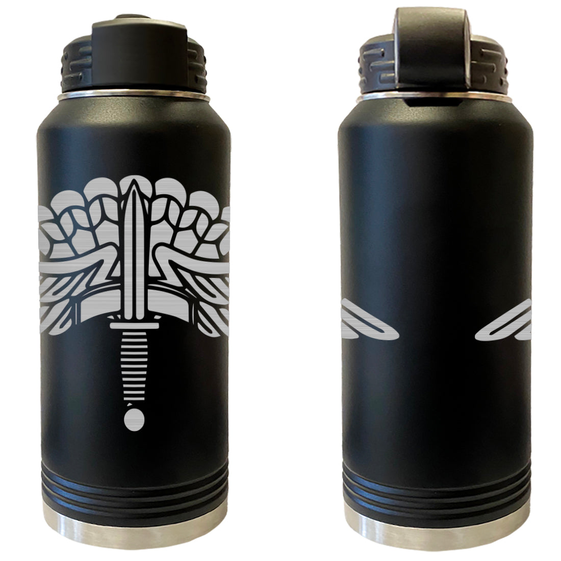 Laser Engraved Vacuum Sealed Water Bottles 32oz - Army Badges Water Bottles LEWB.0141.B