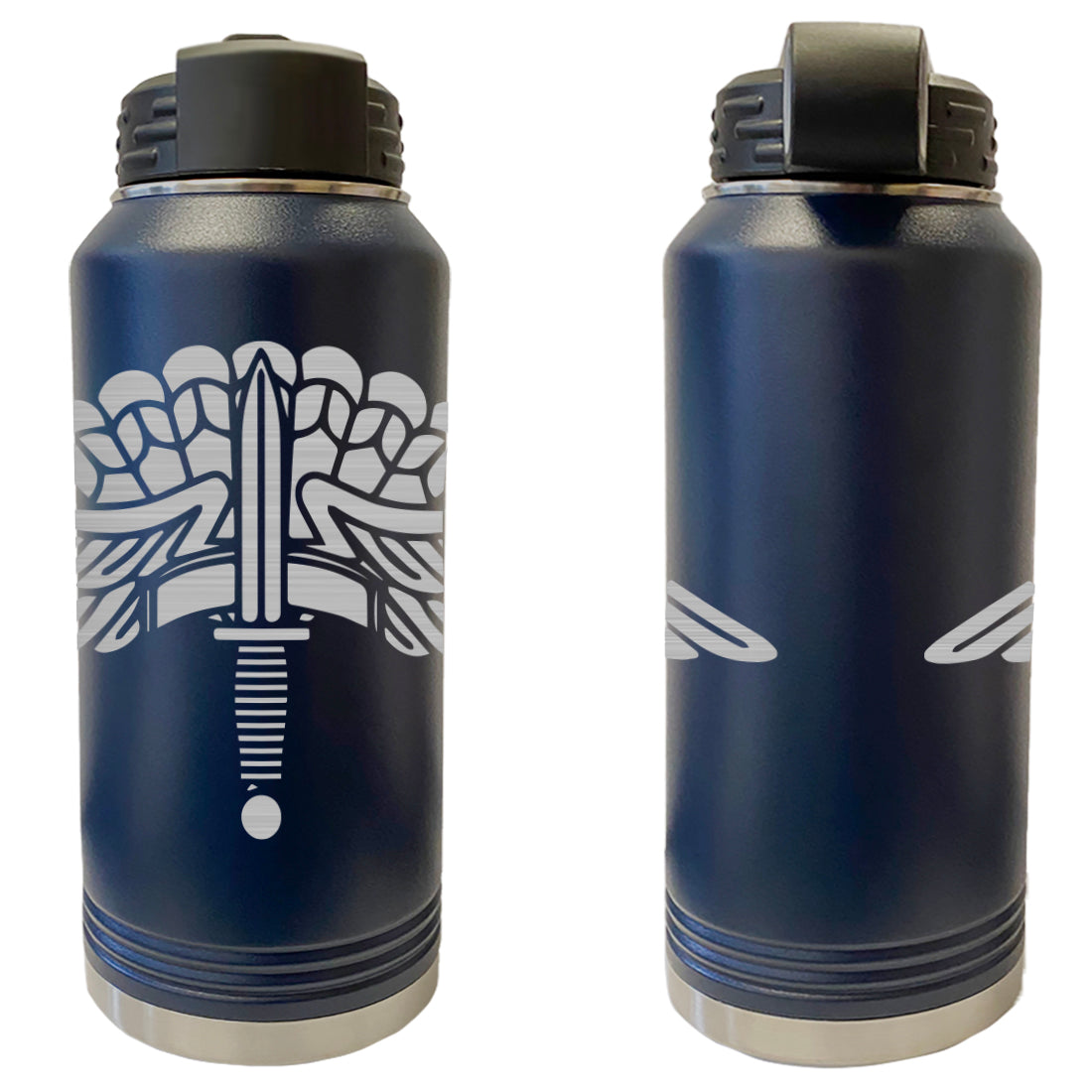 Laser Engraved Vacuum Sealed Water Bottles 32oz - Army Badges Water Bottles LEWB.0141.N