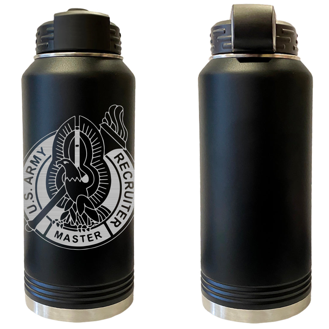 Laser Engraved Vacuum Sealed Water Bottles 32oz - Army Badges Water Bottles LEWB.0143.B