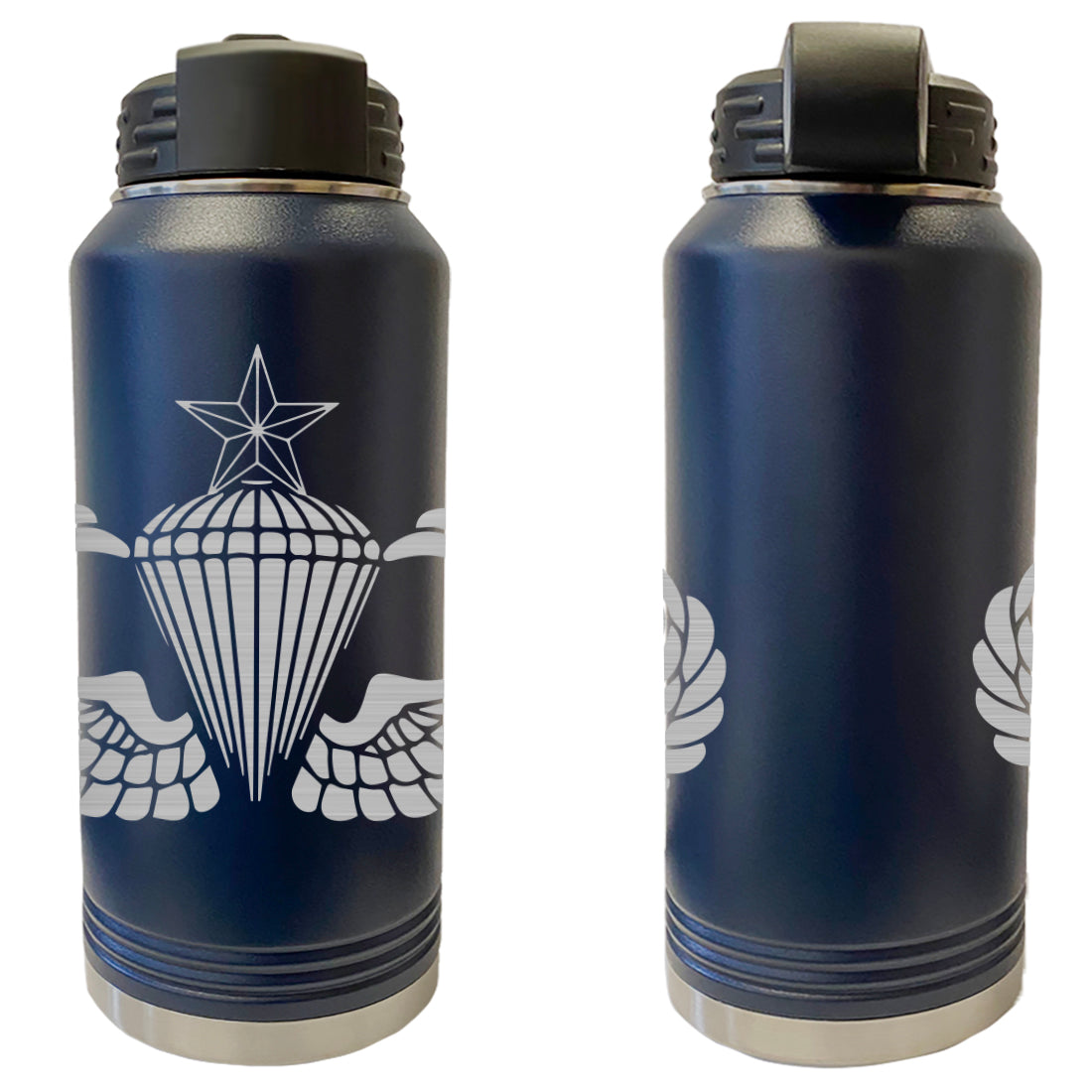 Laser Engraved Vacuum Sealed Water Bottles 32oz - Army Badges Water Bottles LEWB.0148.N