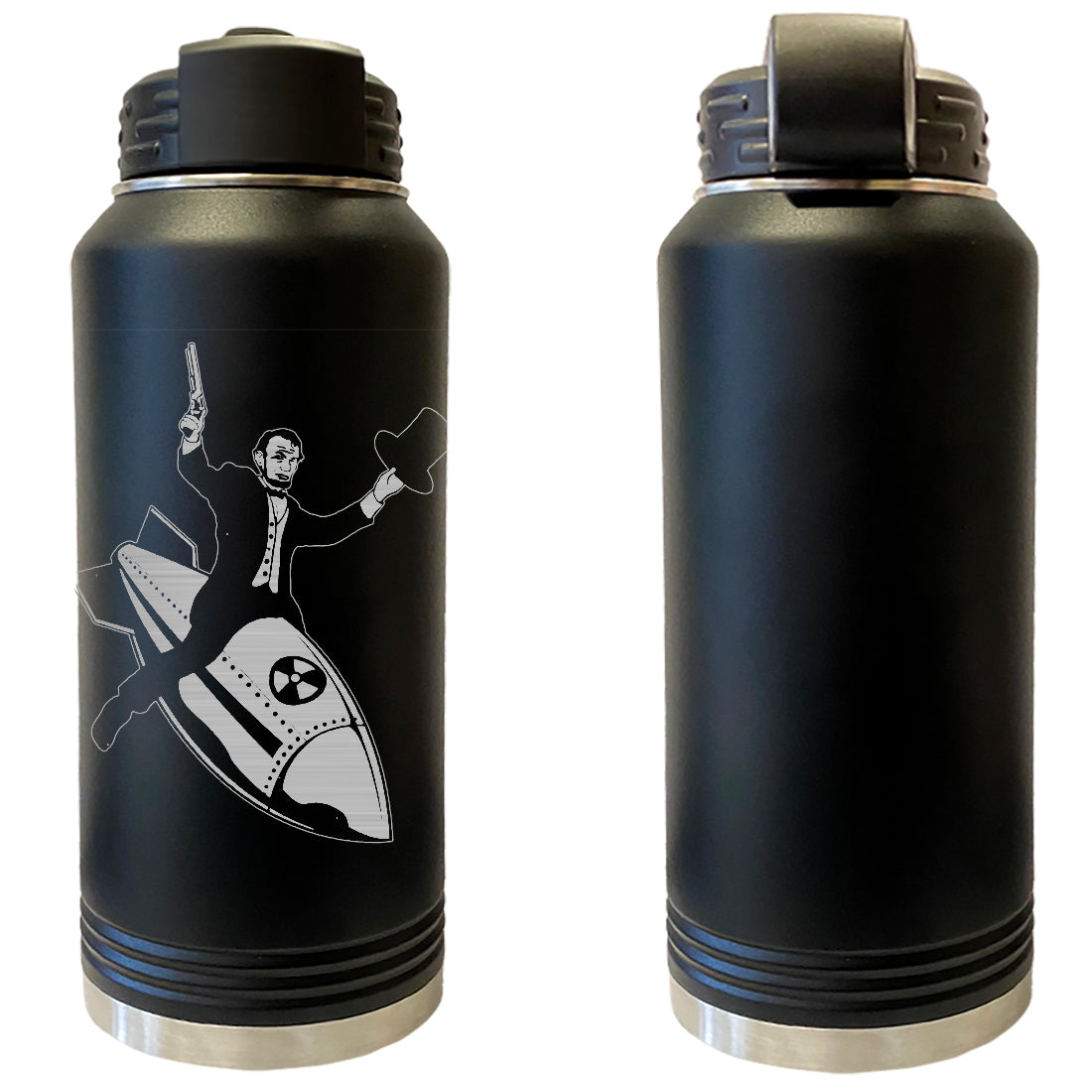 Lincoln Riding A Nuke Laser Engraved Vacuum Sealed Water Bottles 32oz Water Bottles LEWB.0168.B