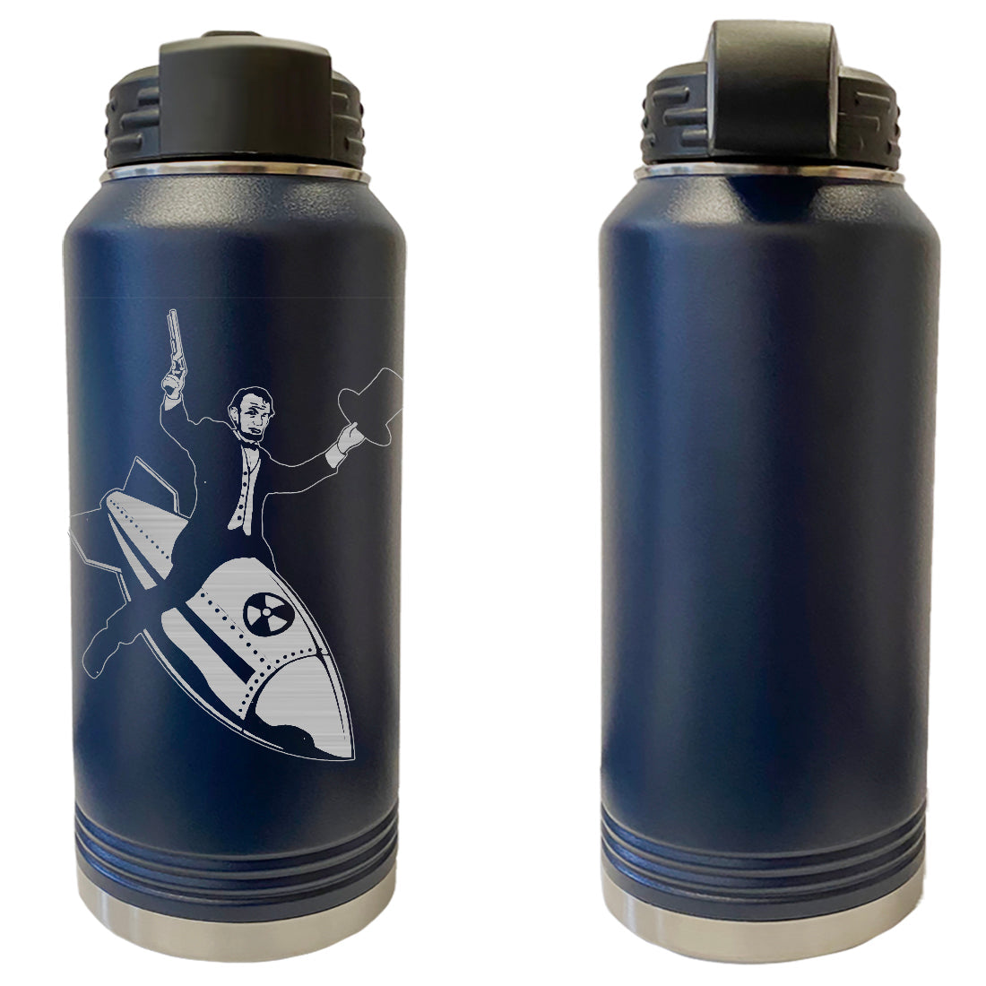 Lincoln Riding A Nuke Laser Engraved Vacuum Sealed Water Bottles 32oz Water Bottles LEWB.0168.N