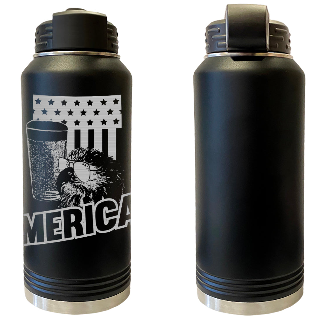 'Merica Eagle Beer Laser Engraved Vacuum Sealed Water Bottles 32oz Water Bottles LEWB.0169.B