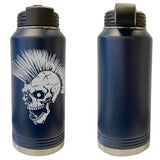 Punk Skull Laser Engraved Vacuum Sealed Water Bottles 32oz Water Bottles LEWB.0171.N