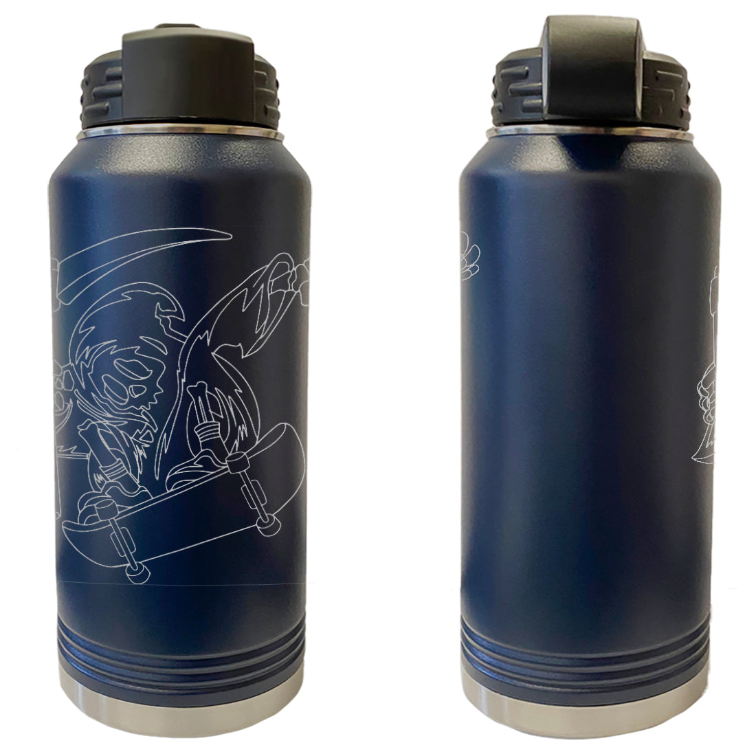 Skater Grimm Reaper Laser Engraved Vacuum Sealed Water Bottles 32oz Water Bottles LEWB.0172.N