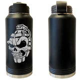 Skull Grenade Laser Engraved Vacuum Sealed Water Bottles 32oz Water Bottles LEWB.0268.B