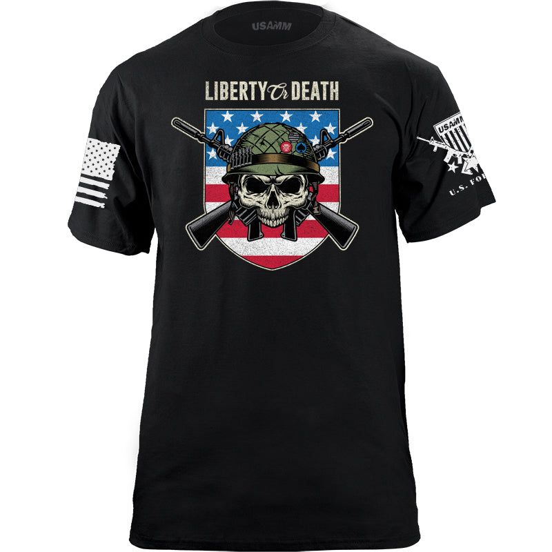 Liberty or Death USA Skull Shield T-Shirt Shirts YFS.3.070.1.BKT.1