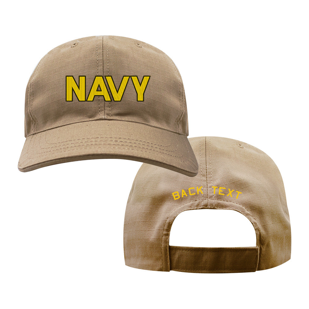 US Navy Custom Ship Cap - Coyote - NAVY Text Gold Hats and Caps NAVY-TEXT-GOLD.COY