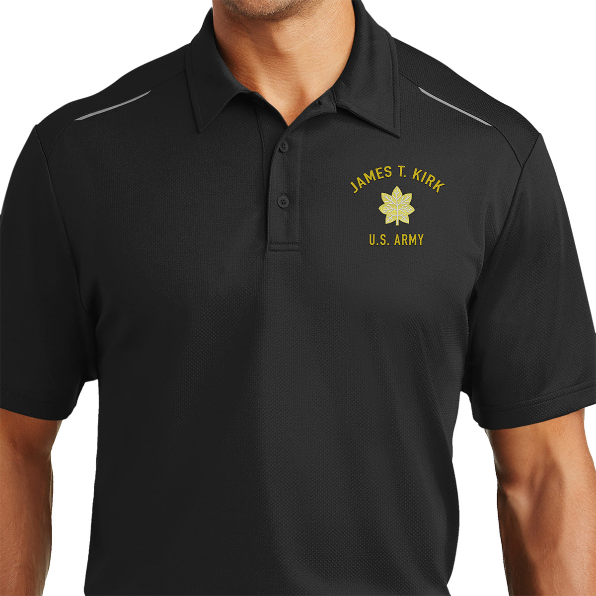 Army Officer Rank Custom Performance Golf Polo Shirts SM.BLK.MAJ