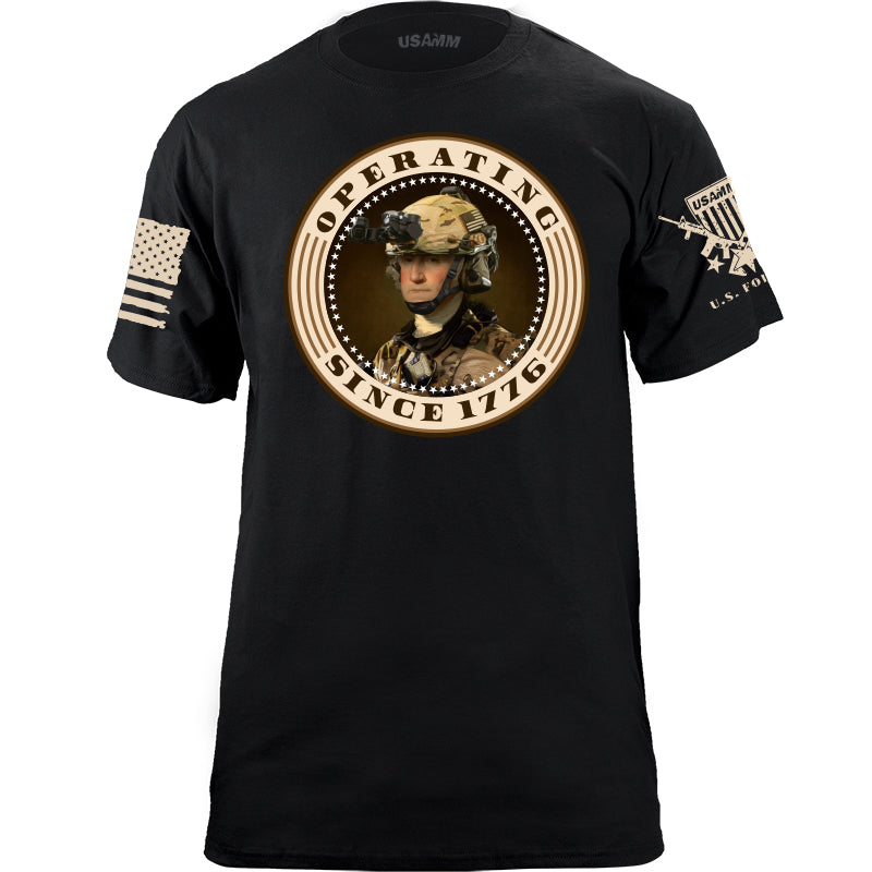 Operating Since 1776 George Washington Sepia T-Shirt | USAMM