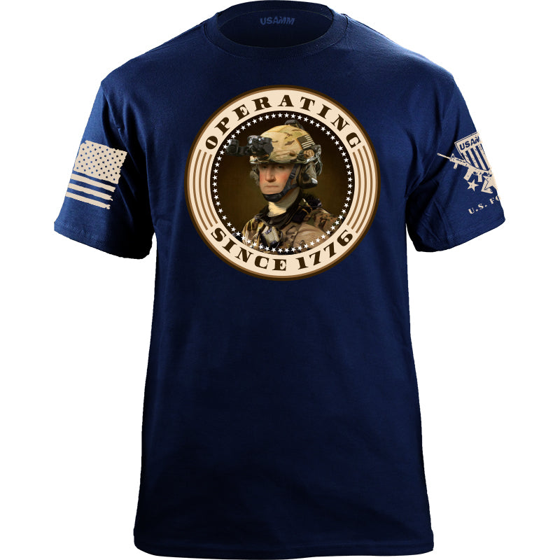 Operating Since 1776 George Washington Sepia T-Shirt | USAMM