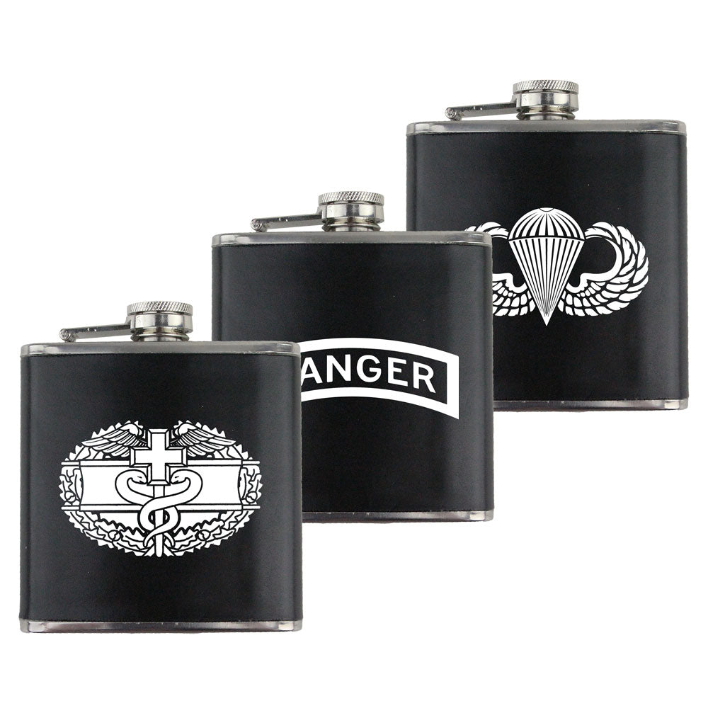 Army Badge 6 oz. Flasks with Wrap Flasks 