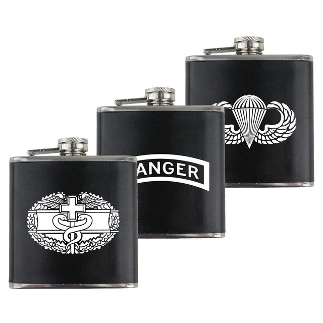 Army Badge 6 oz. Flasks with Wrap Flasks 