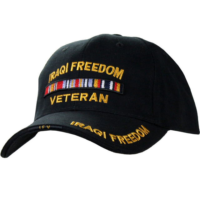 Iraqi Freedom Veteran Ribbon Rack Deluxe Black Low-Profile Cap Hats and Caps SP-3034