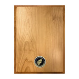 Custom Laser Engraved Alder Plaque with Afghanistan Coin and Ribbon Rack Inlay 