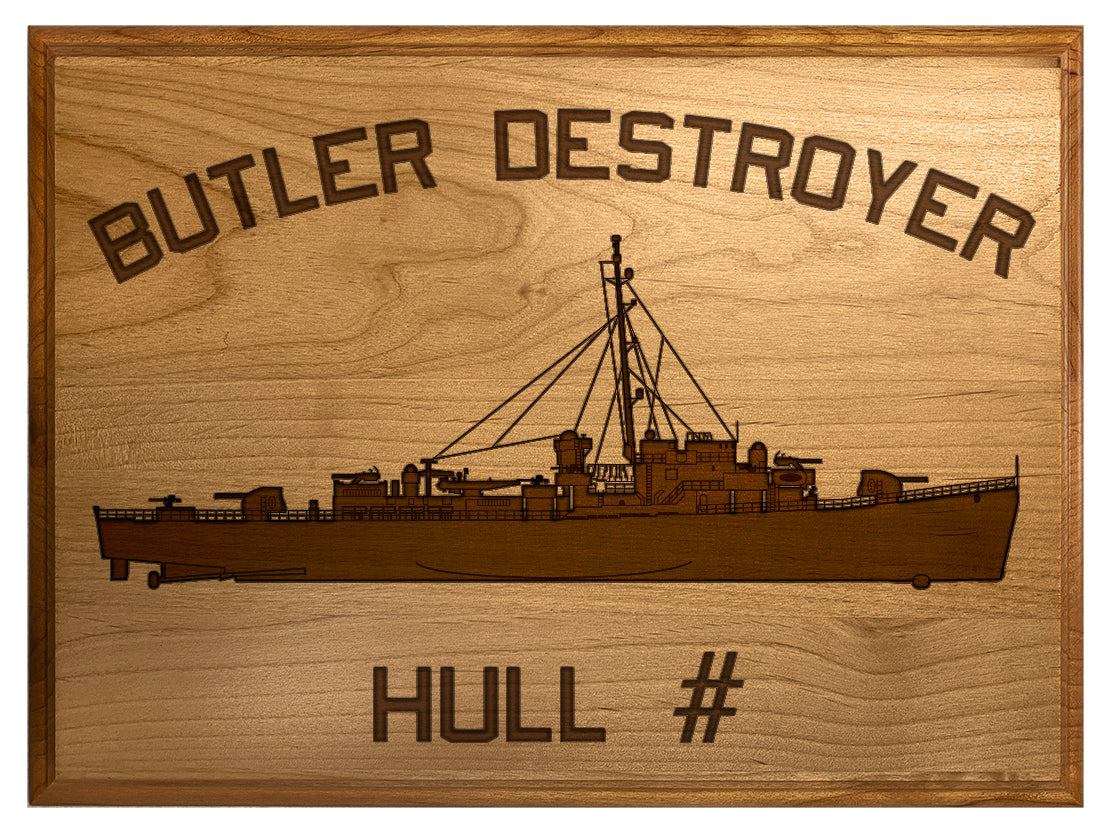 U.S. Navy Custom Ship 3D Laser Engraved Plaque Shadow Boxes, Display Cases, and Presentation Cases np.Butler