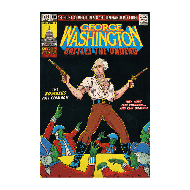 Washington Battles the Undead Vintage Comic Poster Print Posters and Prints 