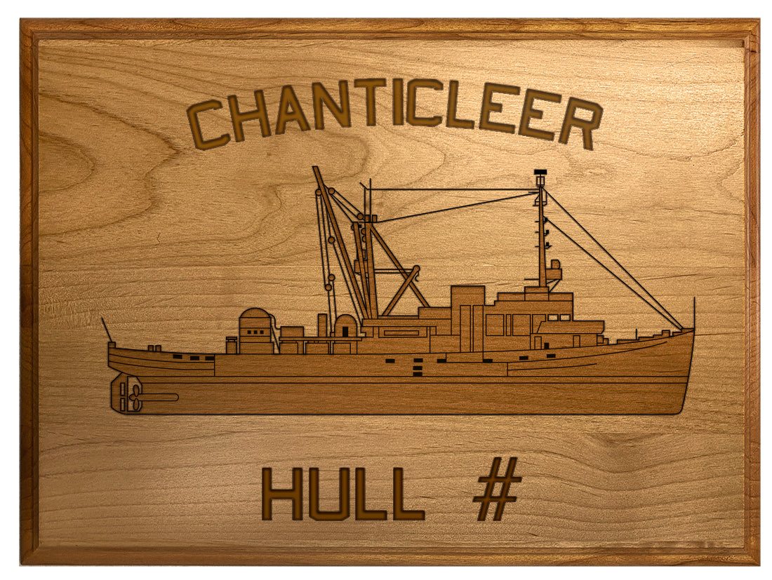 U.S. Navy Custom Ship 3D Laser Engraved Plaque Shadow Boxes, Display Cases, and Presentation Cases np.Chanticleer