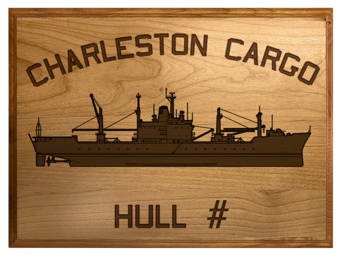 U.S. Navy Custom Ship 3D Laser Engraved Plaque Shadow Boxes, Display Cases, and Presentation Cases np.Charleston