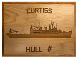 U.S. Navy Custom Ship 3D Laser Engraved Plaque Shadow Boxes, Display Cases, and Presentation Cases np.Curtiss