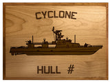 U.S. Navy Custom Ship 3D Laser Engraved Plaque Shadow Boxes, Display Cases, and Presentation Cases np.Cyclone