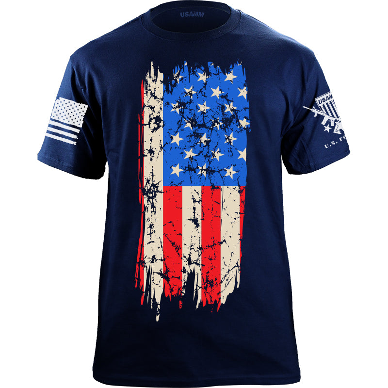 Distressed Vertical US Flag T-Shirt | USAMM
