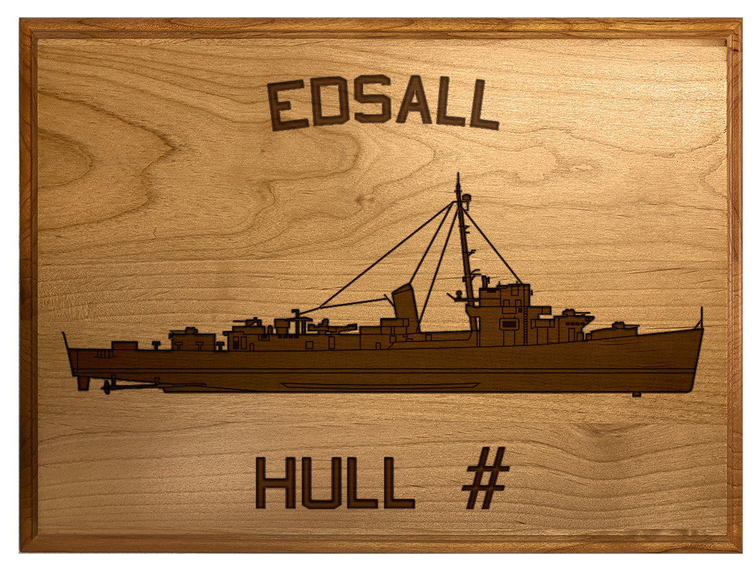 U.S. Navy Custom Ship 3D Laser Engraved Plaque Shadow Boxes, Display Cases, and Presentation Cases np.Edsall