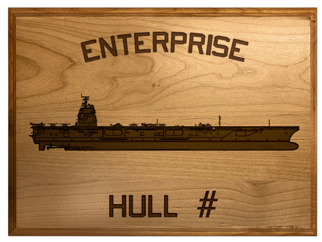 U.S. Navy Custom Ship 3D Laser Engraved Plaque Shadow Boxes, Display Cases, and Presentation Cases np.Enterprise