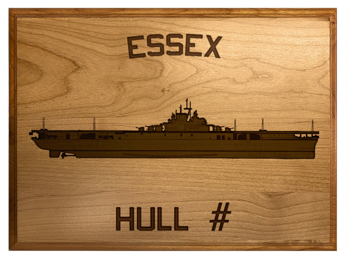 U.S. Navy Custom Ship 3D Laser Engraved Plaque Shadow Boxes, Display Cases, and Presentation Cases np.Essex