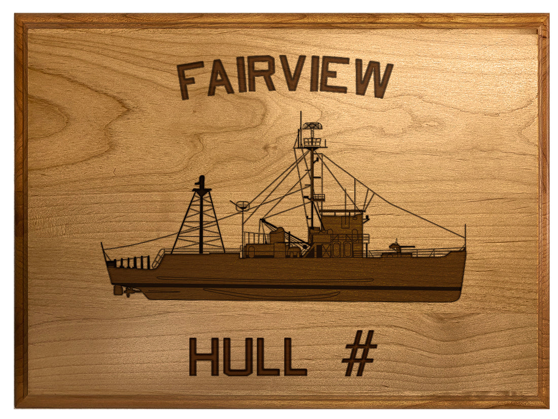 U.S. Navy Custom Ship 3D Laser Engraved Plaque Shadow Boxes, Display Cases, and Presentation Cases np.Fairview