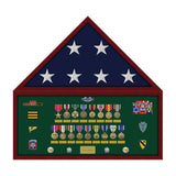 Pre-Assembled Flag and Memorabilia Shadow Box Display Case with Flag Green