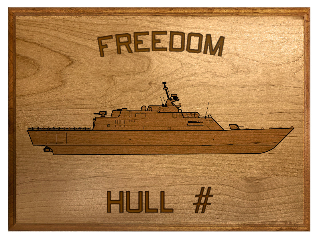 U.S. Navy Custom Ship 3D Laser Engraved Plaque Shadow Boxes, Display Cases, and Presentation Cases np.Freedom