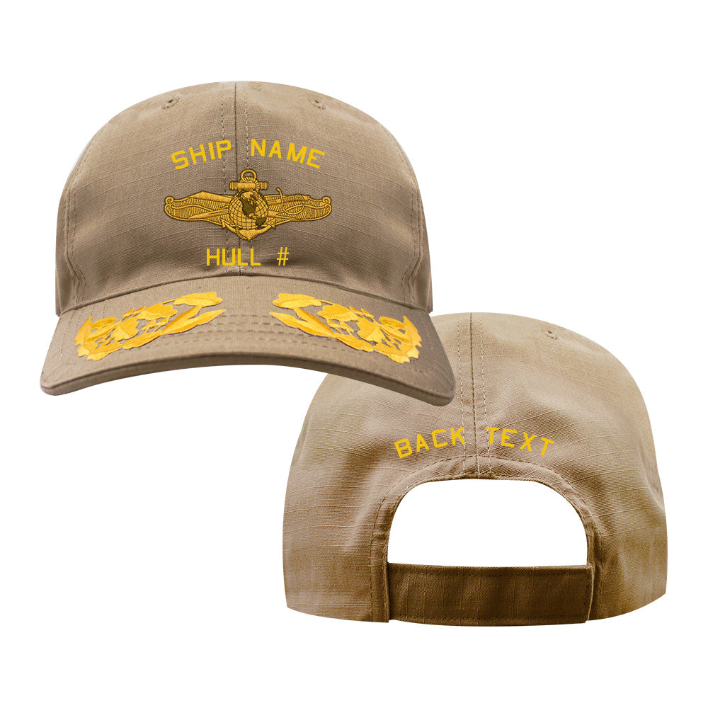 US Navy Custom Ship Cap - Coyote - Information Warfare Insignia - Officer Hats and Caps OFINFOWAR.COY.ADMIRAL