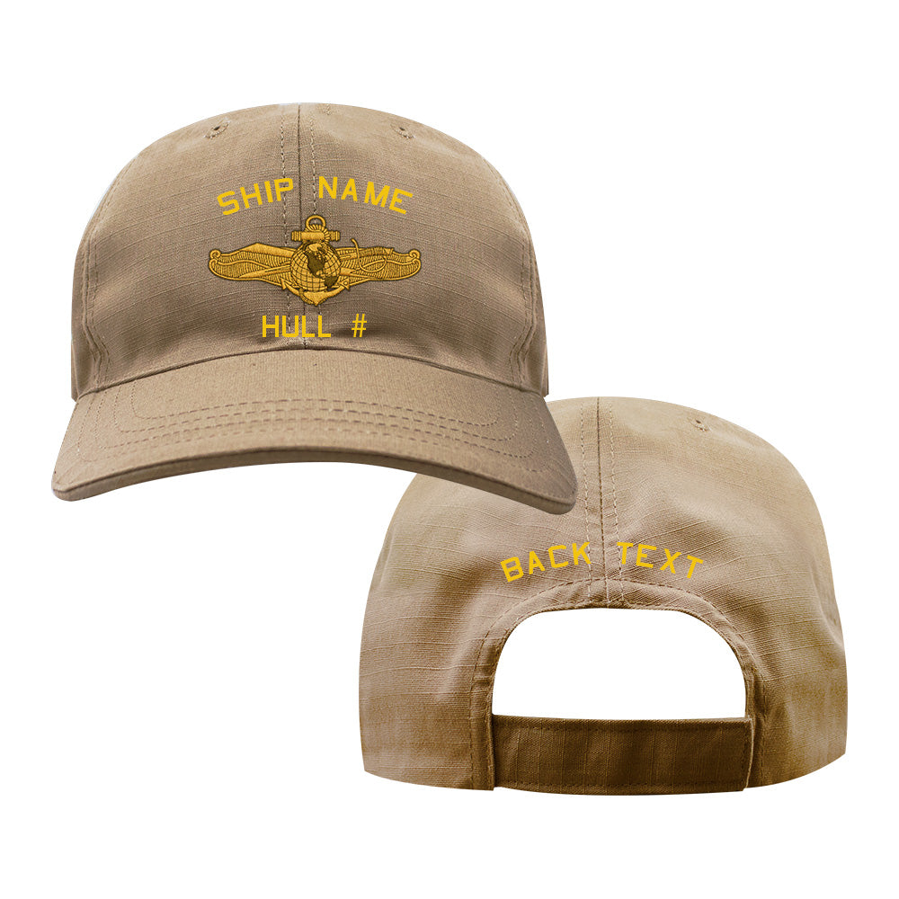 US Navy Custom Ship Cap - Coyote - Information Warfare Insignia - Officer Hats and Caps OFINFOWAR.COY