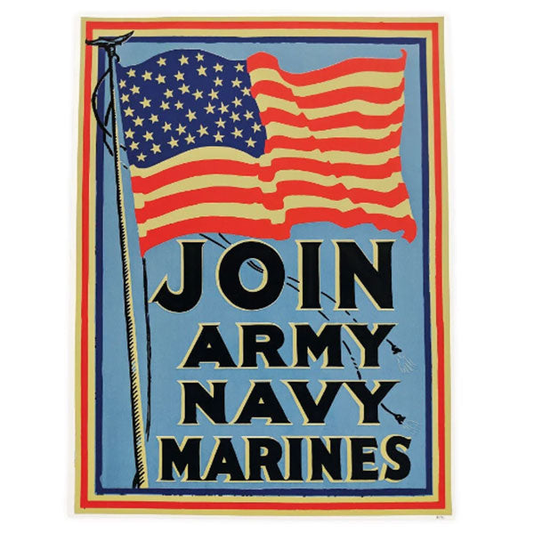 Join the Army Navy Marines Screenprinted Poster Posters and Prints 