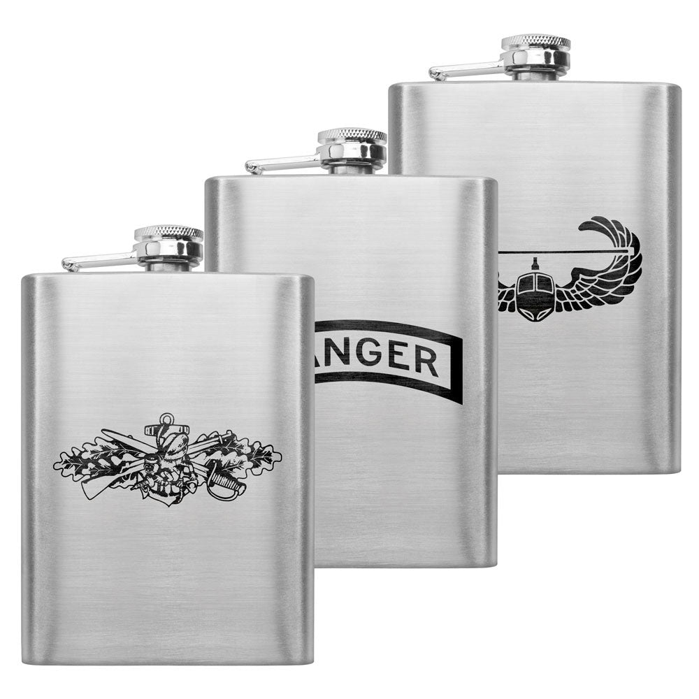 Army Subdued Badge 8 oz. Flasks Flasks 