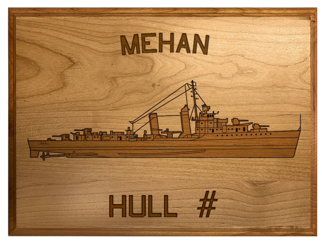 U.S. Navy Custom Ship 3D Laser Engraved Plaque Shadow Boxes, Display Cases, and Presentation Cases np.Mahan