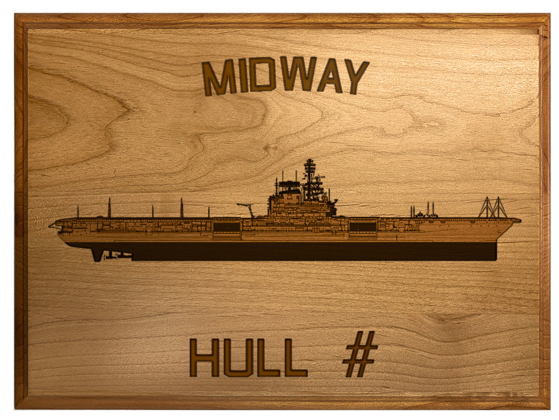 U.S. Navy Custom Ship 3D Laser Engraved Plaque Shadow Boxes, Display Cases, and Presentation Cases np.Midway